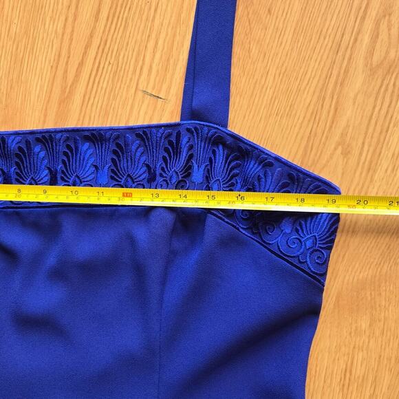 Ursula of Switzerland VTG 90s Blue Embroidered Dress 16 Gown Prom Regency USA - Picture 10 of 12